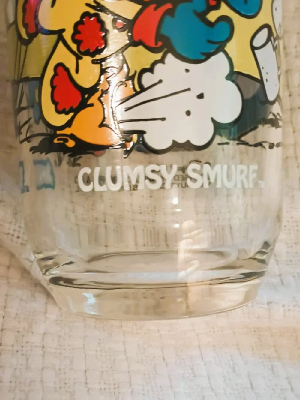 Smurfs Vintage Set Of 4 Drinking Glasses 1983 Handy, Papa, Clumsy, Baker Smurf